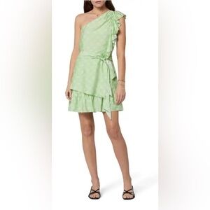 NWT Joie Size 8 Nerea Paisley One-Shoulder Dress Quiet Green and Porcelain‎